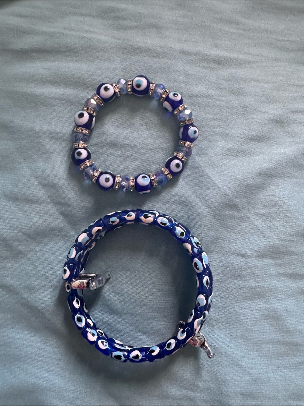 Handcrafted Blue Evil Eye Beaded Bracelet Set